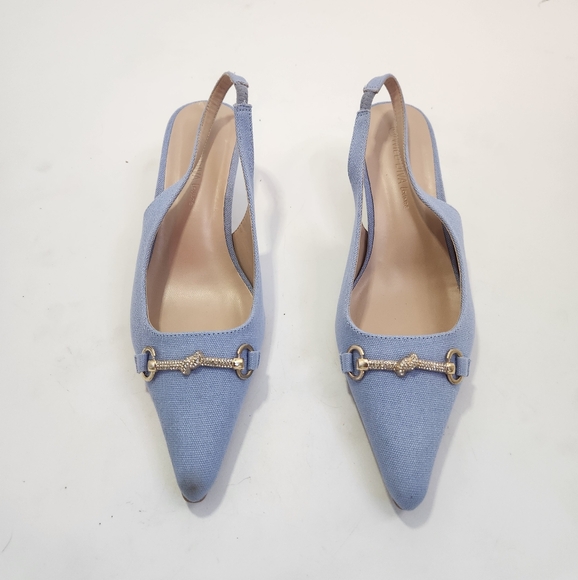 Wild Diva Shoes - Wild Diva Blue Horsebit Heeled‎ Slingbacks Size 9